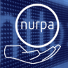 Graphisme du logo NURPA (une main soutenant un cercle comprenant l'inscription 'NURPA')