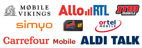 Mobile Vikings, Allo RTL, JIM Mobile, Simyo, NRJ Mobile, Ortel Mobile, Carrefour Mobile, ALDI Talk